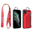 PU lærreim Cord Mynt Veske Telefonvesker Crossbody Neck Lanyard Lommebokdeksel