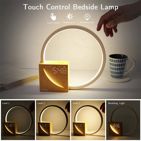 Touch-bordlampe med naturlige lyder og vekkerklokke